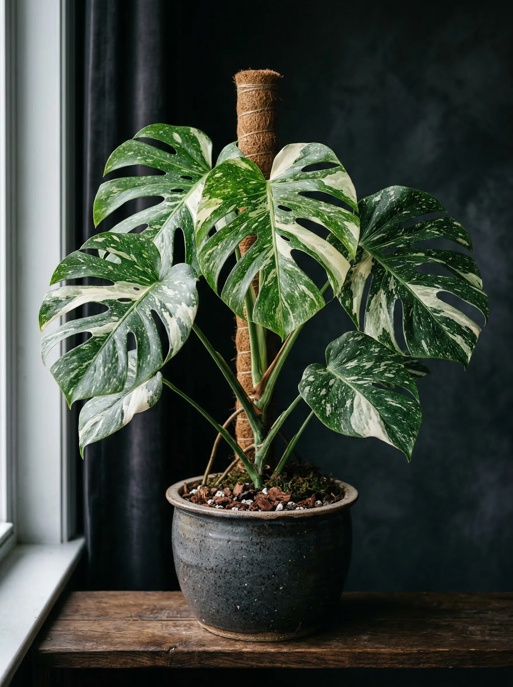 Rare variegated tropical plant with unique leaf patterns